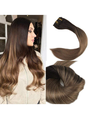 Ombre Brown Clip in Hair Extensions  #2#8