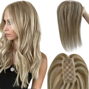 Real Human Hair Toppers for Women Hair Pieces Silk top Base Hand-Made Remy Human Hair Topper  For Hair Loss or Thin Hair