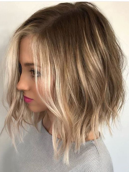 Short Blonde Bob Lace Front Wig 100% Human Hair - Warm White Highlights 10 Inch