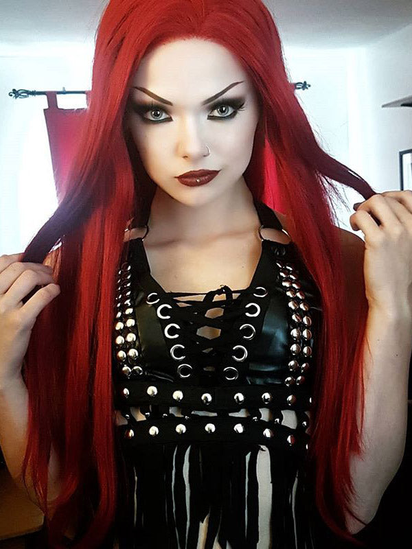 Long Straight Red Synthetic Lace Front Wigs