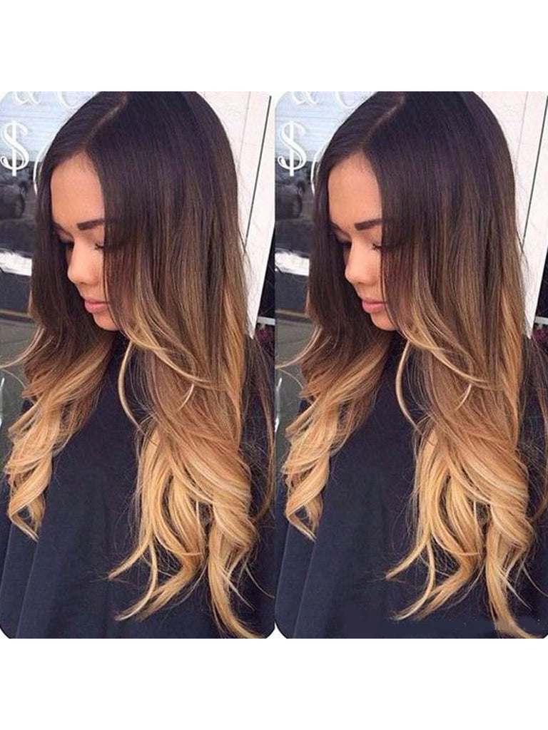 Ombre Blonde 3T #2/#4/#27 Ombre Hair Loose Wave Lace Front Wig with Baby Hair