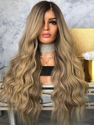 Long Ombre Brown Human Lace Front Wigs 360 Lace Wigs  Preplucked Hairline  with Baby Hair