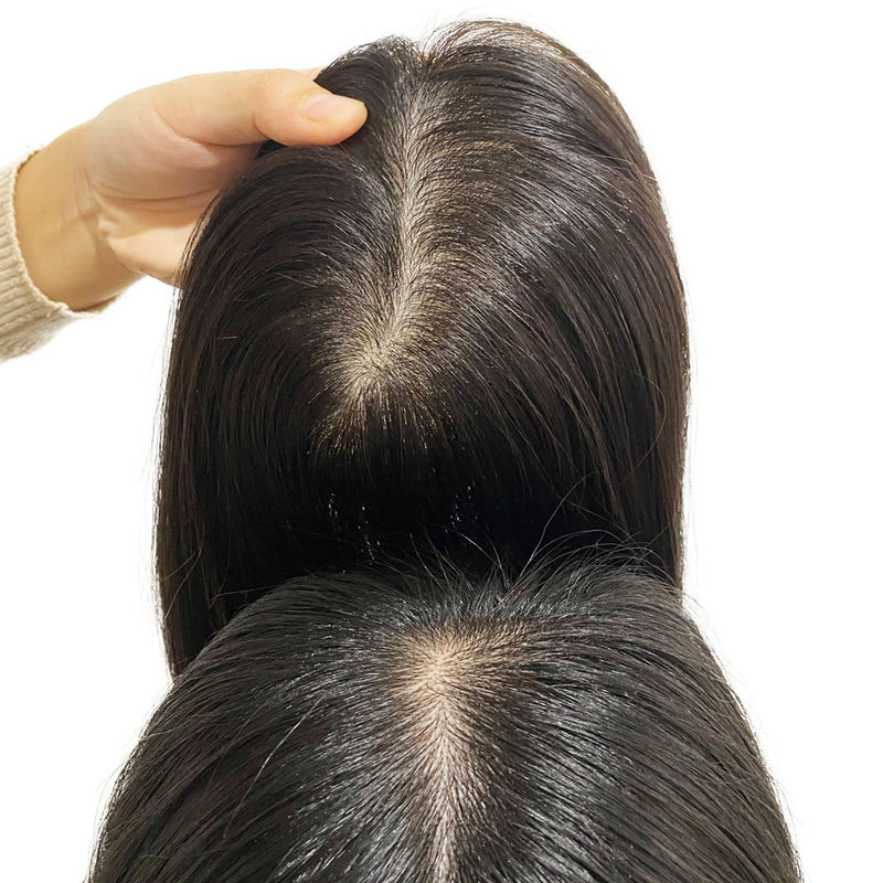 Skin Base Human Hair Topper for Women Silk Top  For Hair Loss or Thin Hair