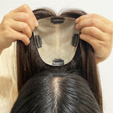 Skin Base Human Hair Topper for Women With 4 Clips In Silk Top Virgin Hair Toupee  For Hair Loss or Thin Hair