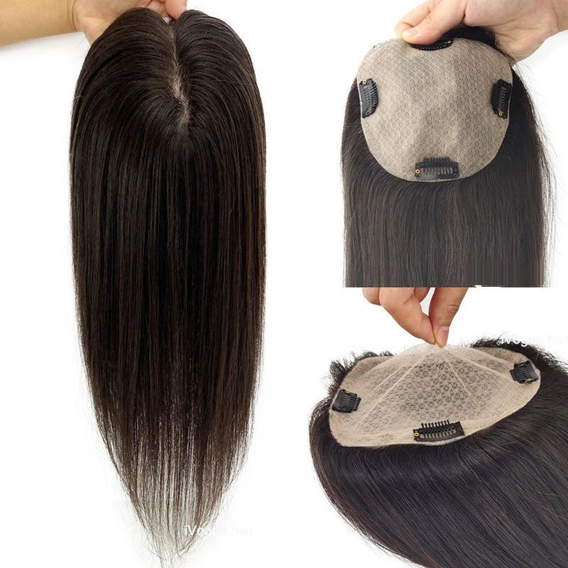 Skin Base Human Hair Topper for Women Silk Top  For Hair Loss or Thin Hair