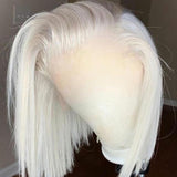 White Bob Short Human Hair Lace Front Wigs