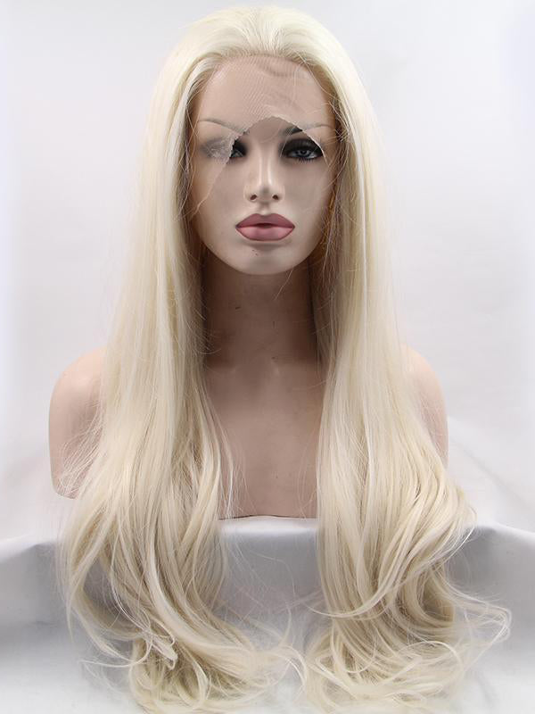 Long Wavy Blonde Synthetic Lace Front Wigs