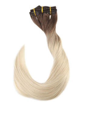 Ombre Blonde Clip In Hair Extensions #7B Fading To #613