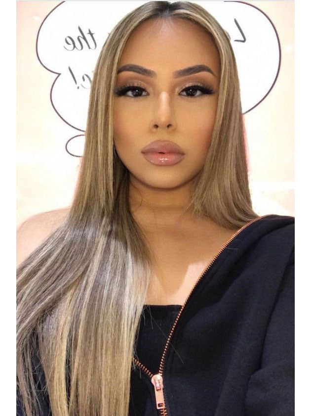 Chestnut Brown to Blonde Highlights Human Lace Front Wigs Preplucked Natural Hairline Wigs