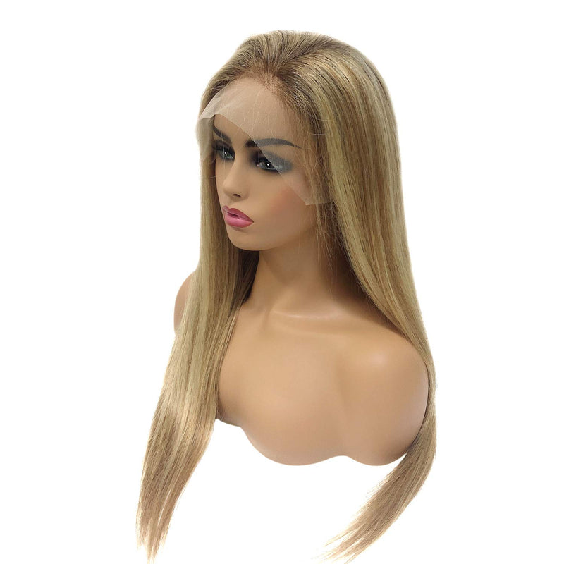 Highlighted Lace Front Human Hair Wig Golden Brown to Blonde Remy Human Wig