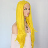 Long Yellow Wavy Synthetic Lace Front Wigs