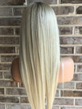 Ombre Platinum Blonde Human Lace Front Wigs 360 Lace Wigs