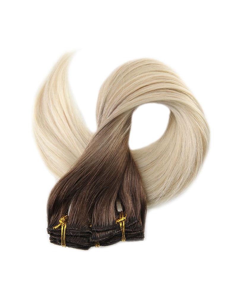 Ombre Blonde Clip In Hair Extensions #7B Fading To #613