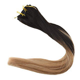 Ombre Blonde Highlight Clip in Hair Extensions #1b#8#12