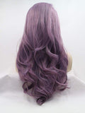 Long Wavy Purple Synthetic lace Front wigs