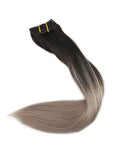 Ombre Ash Blonde Clip In Hair Extensions  #1B Fading to #18