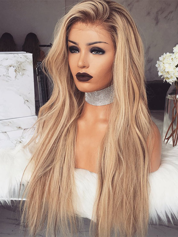 Long Remy Ombre Blonde Human Lace Front Wigs 150 Density 100% Human Wigs