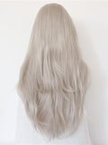 Long Wavy Grey Synthetic Lace Front Wigs