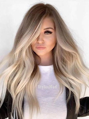 Long Ombre Blonde Human Lace Front Wigs Preplucked 100% Human Wigs 2 tones 360 Lace Wigs