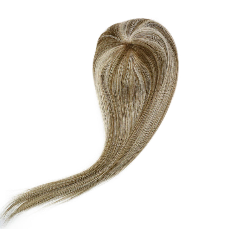 Ombre Mono Base Hair Toppers with Clips for Hair Piece For Thin Hair
