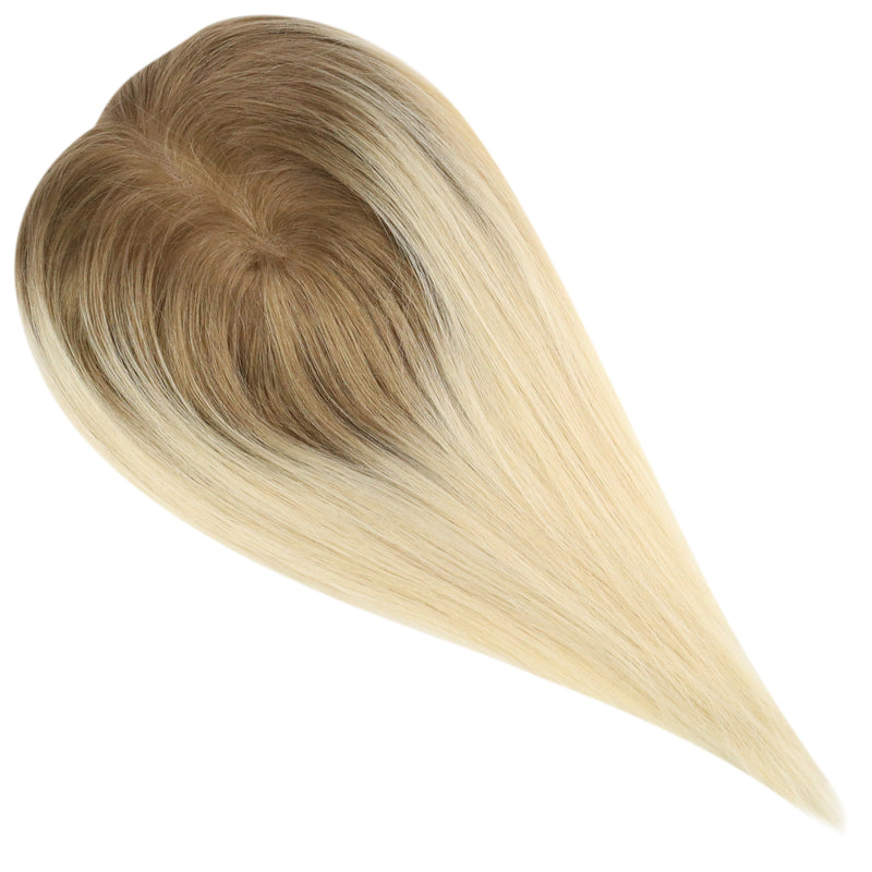 Ombre Mono Base Hair Toppers with Clips for Hair Piece For Thin Hair