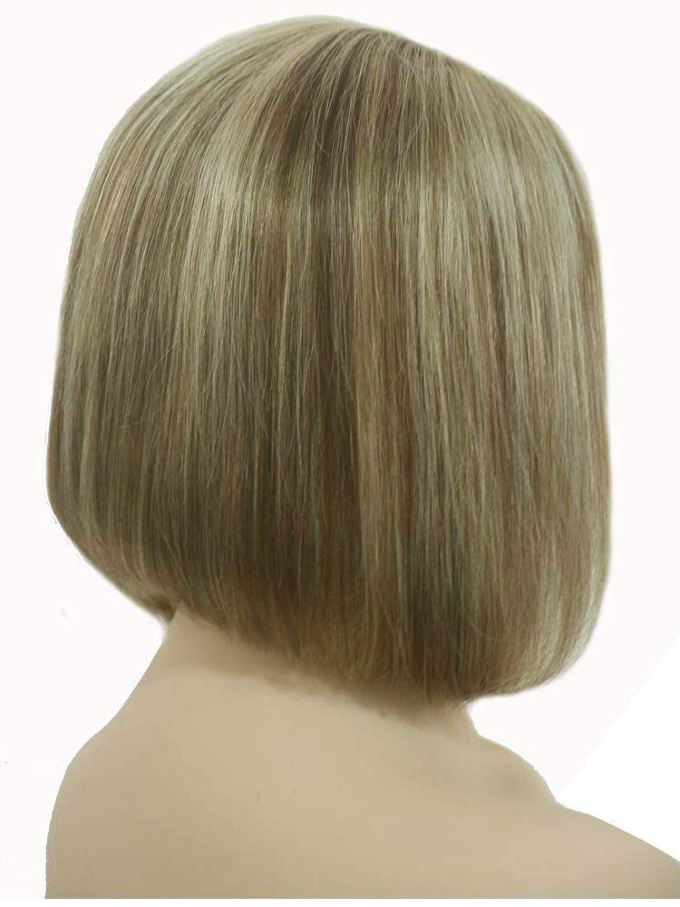 Blonde Bob Lace Front Wigs Human Hair Glueless Ombre Human Hair Bob Wig Highlighted #6 Chestnut Brown with #613 Bleach Blonde Pre Plucked Bob Wigs