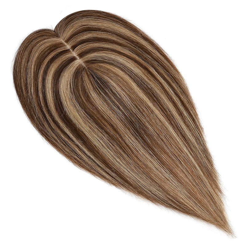 Ombre Hair Toppers 100% Human Hair Silk Base Hair Piece With Clips For Thin Hair
