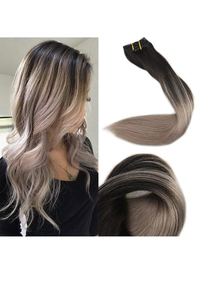 Ombre blonde Clip in Hair Extensions #1B#18