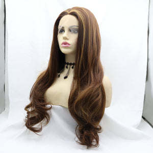 Brown Wavy Long Synthetic Lace Front Wig