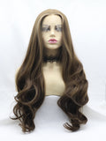 Dark Brown Wavy Long Synthetic Lace Front Wig