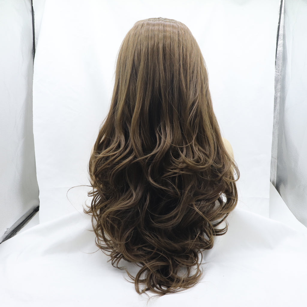 Dark Brown Wavy Long Synthetic Lace Front Wig
