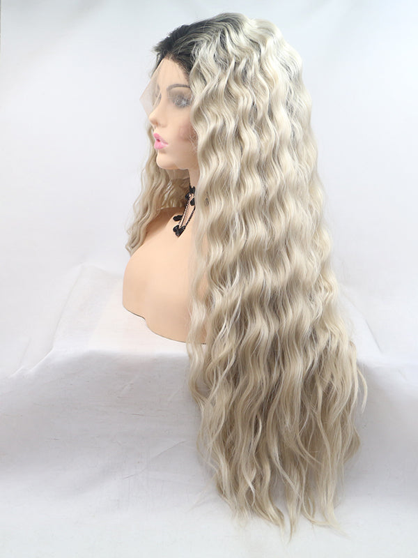 Long Ombre Blonde Wavy Synthetic Lace Front Wigs