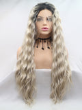 Long Ombre Blonde Wavy Synthetic Lace Front Wigs