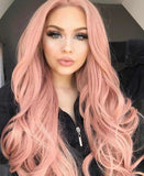 Candy Pink Wavy Synthetic Lace Front Wig