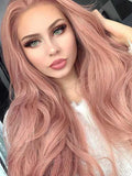Candy Pink Wavy Synthetic Lace Front Wig