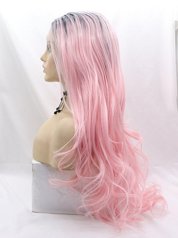 Pink Straight Ombre Synthetic Lace Front Wigs
