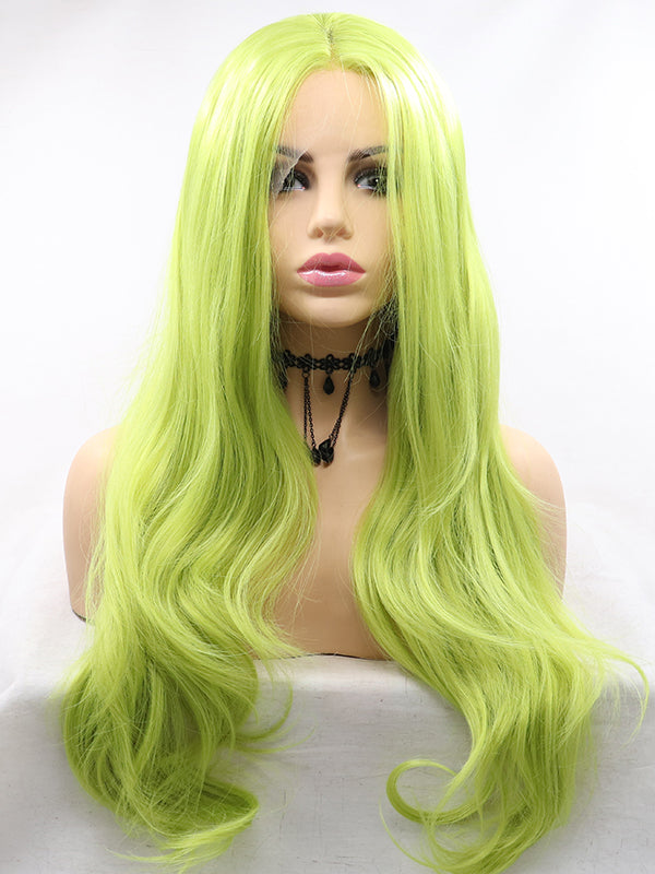 Green Long Wavy Synthetic Lace Front Wig