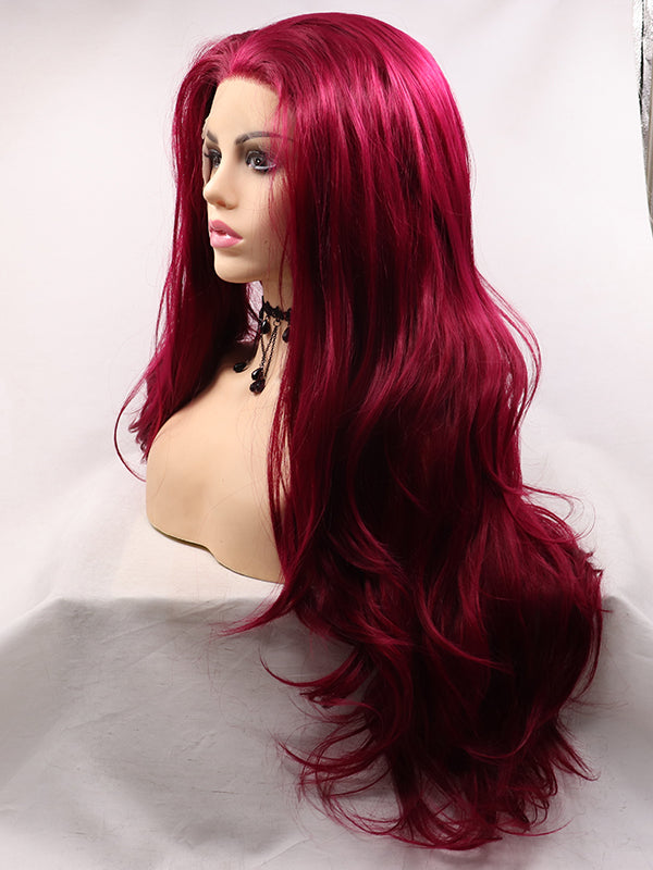 Red Wavy Synthetic Lace Front Wigs