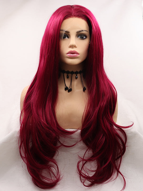 Red Wavy Synthetic Lace Front Wigs