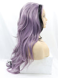 Ombre Half Black Half Purple Wavy Synthetic lace Front Wigs