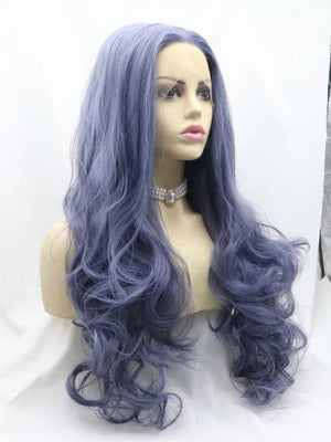 Purple Long Wavy Synthetic Lace Front Wig