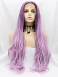 Long Purple Wavy Synthetic Lace Front Wigs