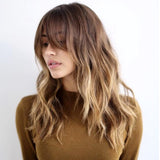 Ombre Brown to Blonde Human Hair Lace Front Wigs with bangs