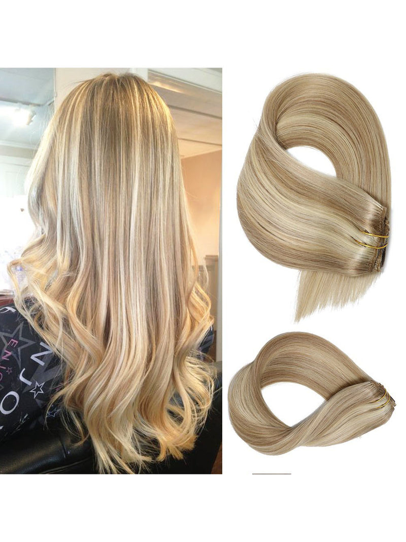 Blonde Highlights Clip in Hair Extensions#18/#613
