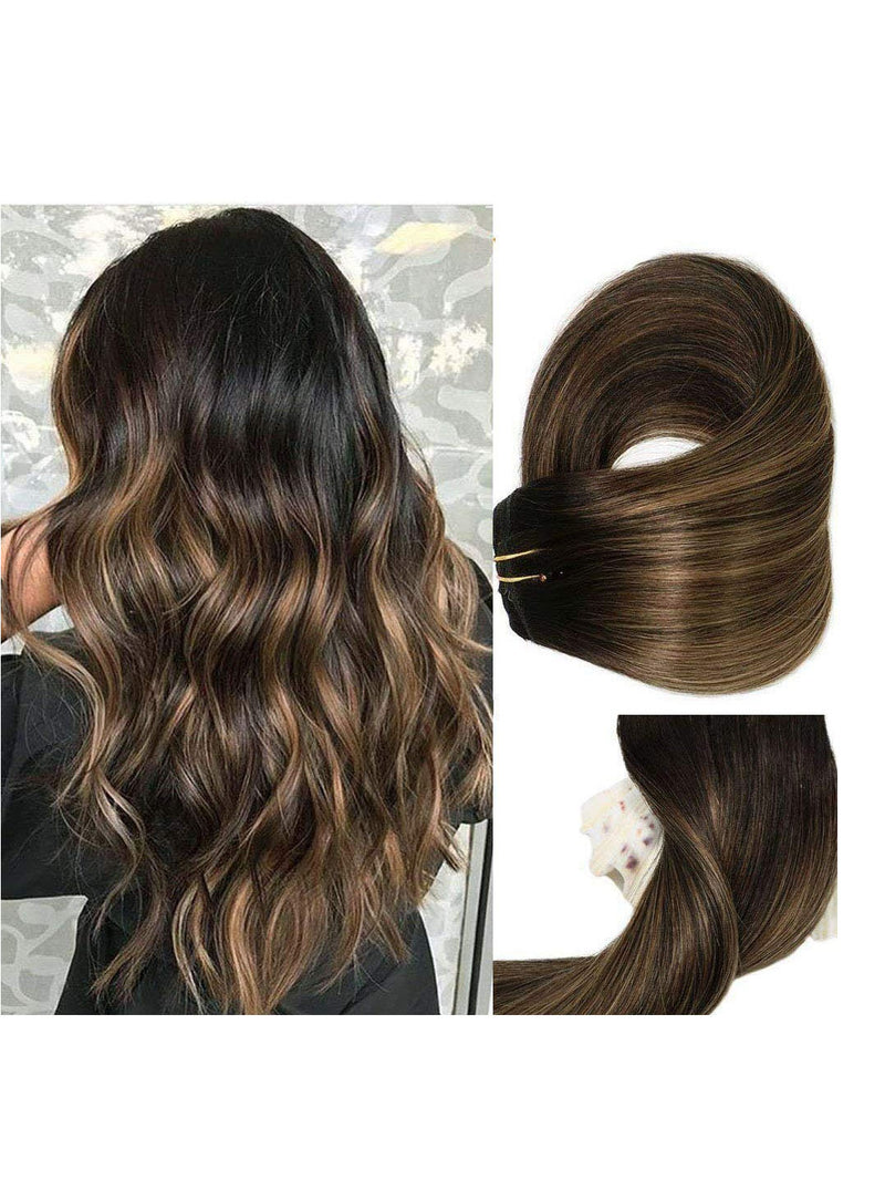 Ombre Off black brown Clip in Hair Extensions