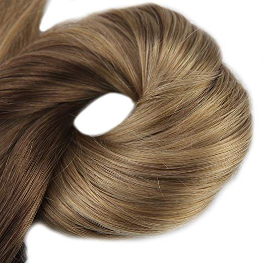 Ombre Light ash brown  Blonde Clip in Hair Extensions #10/#14