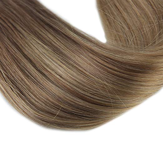 Ombre Light ash brown  Blonde Clip in Hair Extensions #10/#14