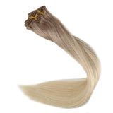 Ombre White Blonde Clip in Hair Extensions #18#60