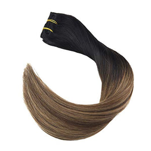 Off Black Mix Dark Brown Clip in Hair Extensions #1B/M4/27