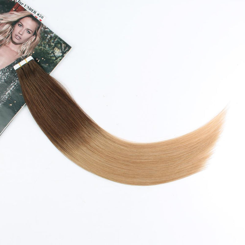 Tape In Hair Extension T #4/#18 Medium Brown Ombre Dirty Blonde